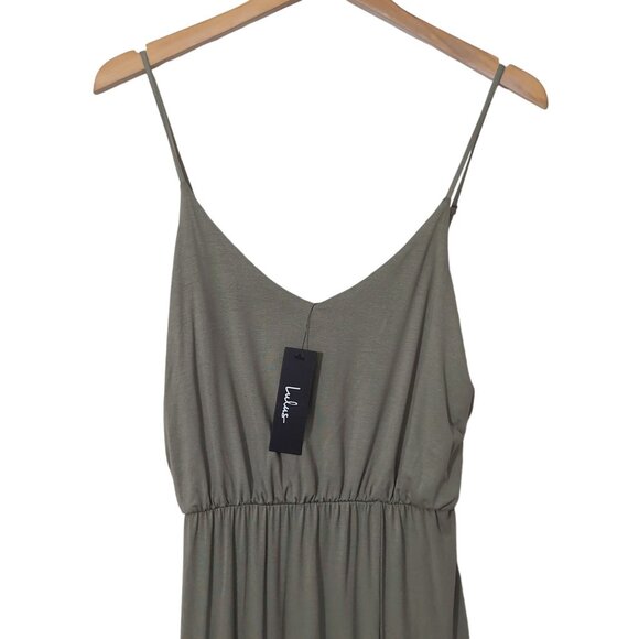 Lulus Maxi Dress Womens S Olive Green Sleeveless Adjustable Straps‎ Long Stretch - Picture 5 of 12